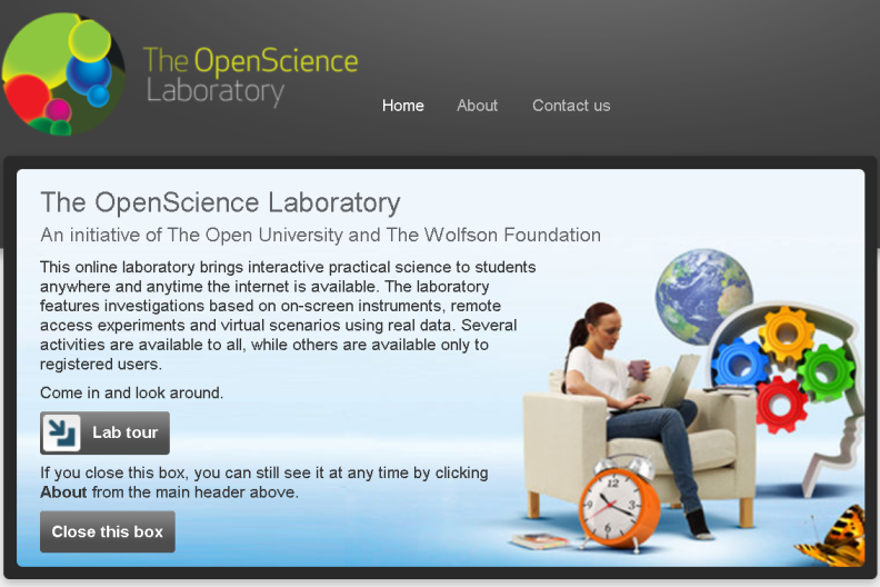 Screenshot of OpenScience Laboratory website Home page